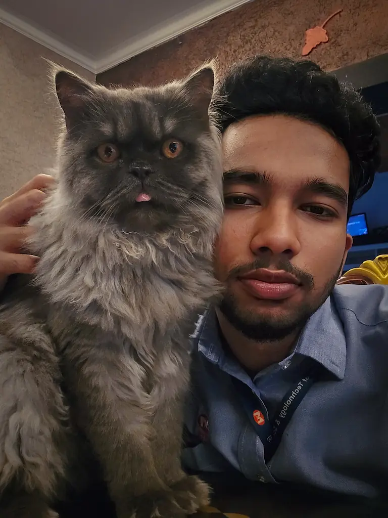 Ameen Abdullah, creative developer, cat-ear portrait